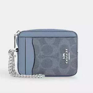 NWT Coach Zip Card Case in Signature Blue